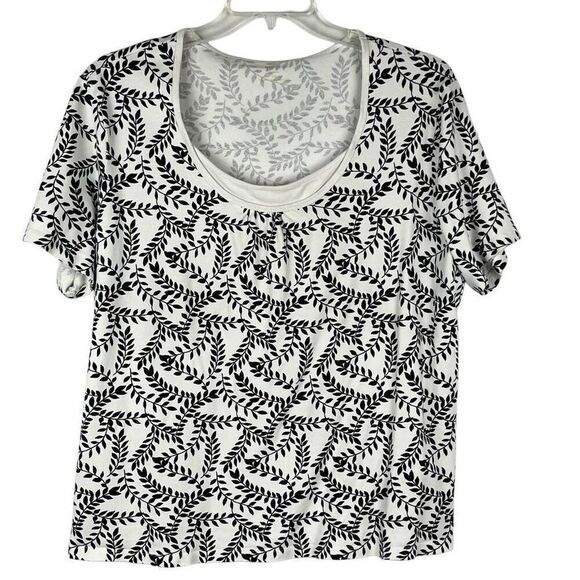 Women’s Floral Short Sleeve Layered Look Blouse - Picture 1 of 10